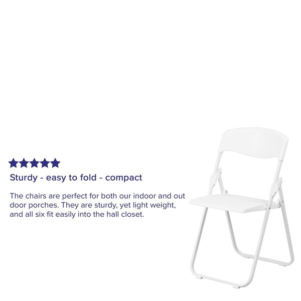 Folding Chair, Plastic, Heavy Duty, White