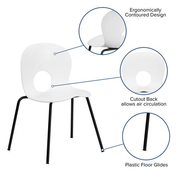 Stack Chair, Plastic, 770 lb. Capacity, Wht