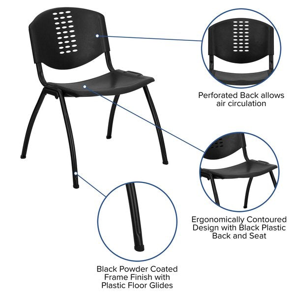 Stack Chair, Plastic, Black