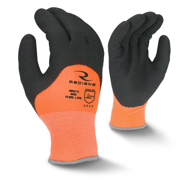 Hi-Vis Cold Protection Coated Gloves, Terry Cloth Lining, XL
