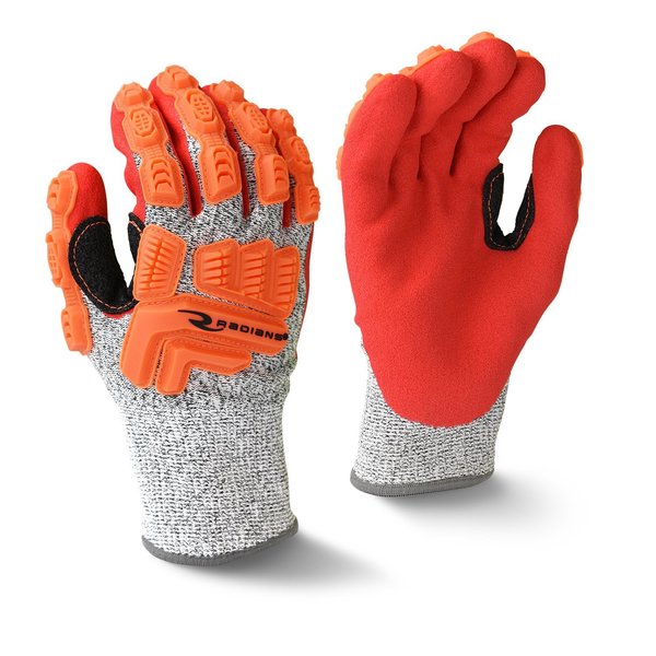 Hi-Vis Cut Resistant Impact Coated Gloves, A5 Cut Level, Foam Nitrile, XL, 1 PR