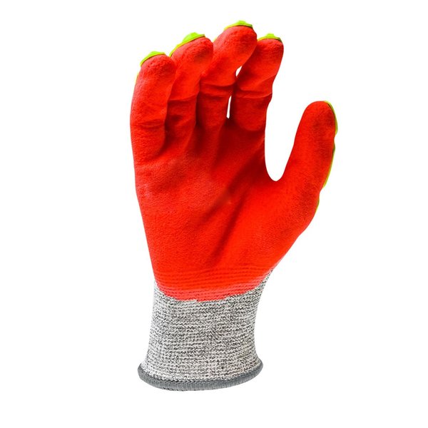 Hi-Vis Cut Resistant Impact Coated Gloves, A5 Cut Level, Foam Nitrile, 2XL, 1 PR