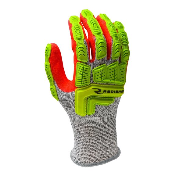 Hi-Vis Cut Resistant Impact Coated Gloves, A5 Cut Level, Foam Nitrile, 2XL, 1 PR