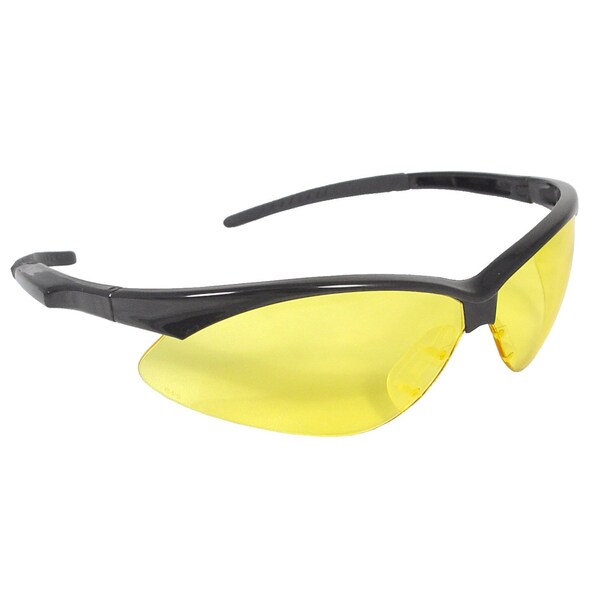 Safety Glasses, Wraparound Amber Polycarbonate Lens, Scratch-Resistant, 12PK