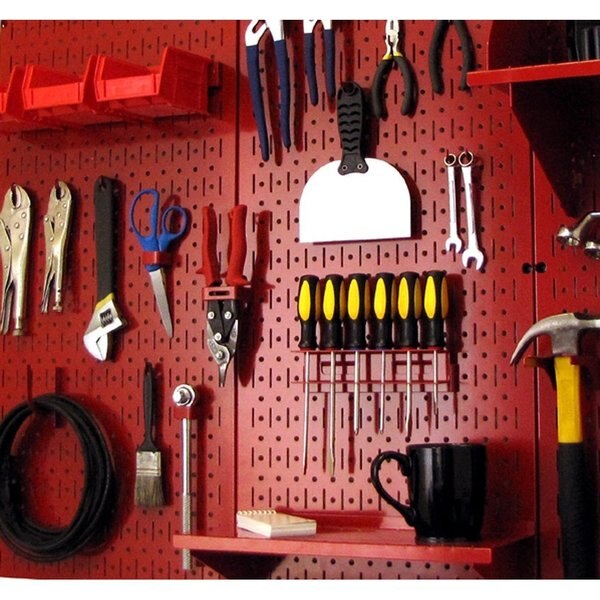 Industrial Pegboard, Red Metal Peg Boards, PK2