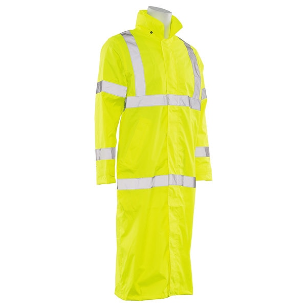 Long Rain Coat, Class 3, Hi-Viz, Lime, 2XL