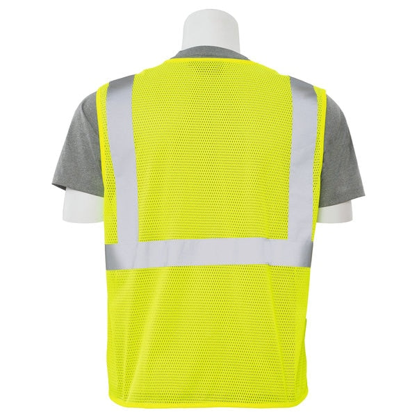 Safety Vest, Mesh, Hi-Viz, Lime, Zipper, L