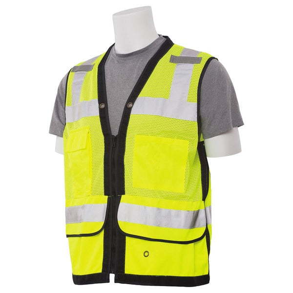 Safety Vest, Zipper, Hi-Viz, Lime, 2XL