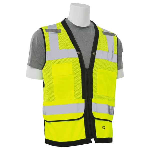 Safety Vest, Zipper, Hi-Viz, Lime, 2XL