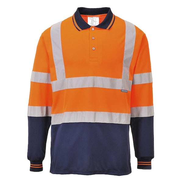 Two-Tone Long Sleeved Polo, XXL
