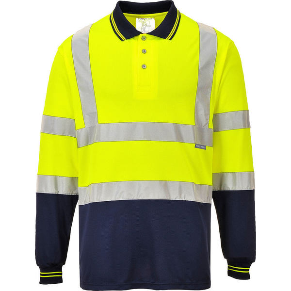 Two-Tone Long Sleeved Polo, XXXL
