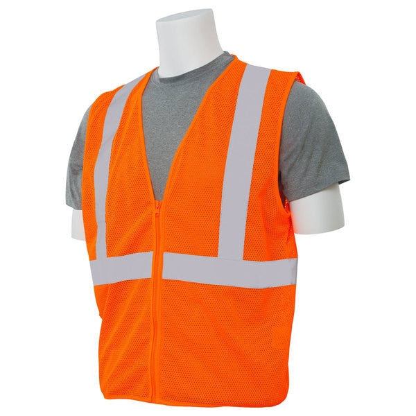 Safety Vest, Mesh, Hi-Viz, Orange, 2XL