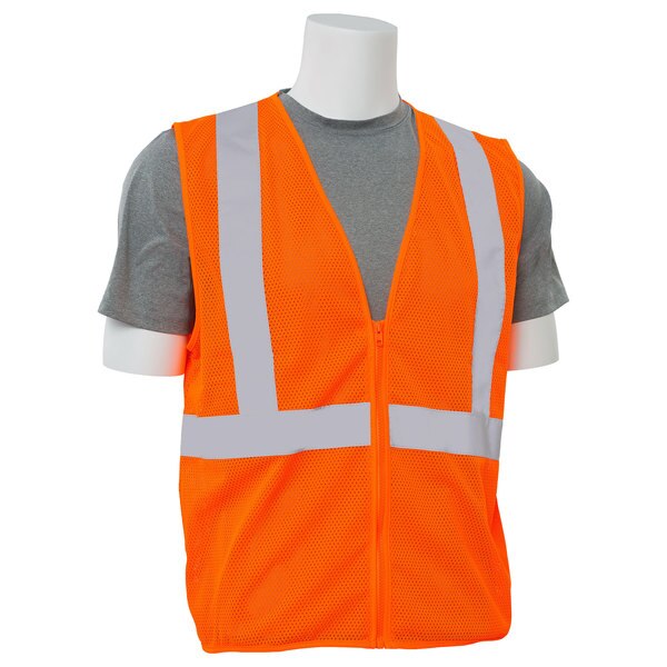 Safety Vest, Mesh, Hi-Viz, Orange, 2XL