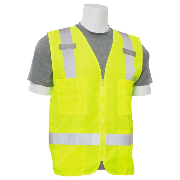 Safety Vest, Zipper, Hi-Viz, Lime, M