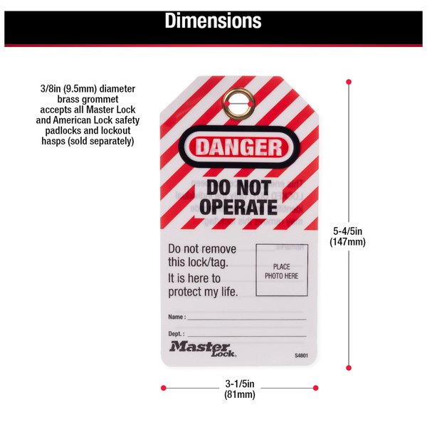 Photo ID Safety Tags, Danger Do Not Operate, English, 12 Per Pack