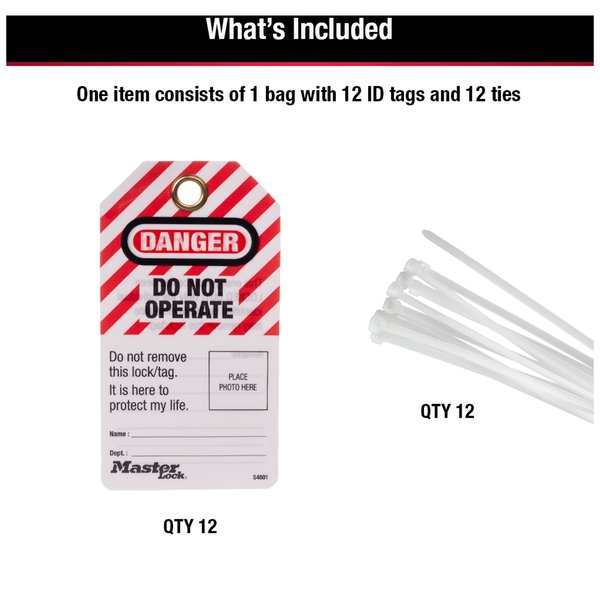 Photo ID Safety Tags, Danger Do Not Operate, English, 12 Per Pack
