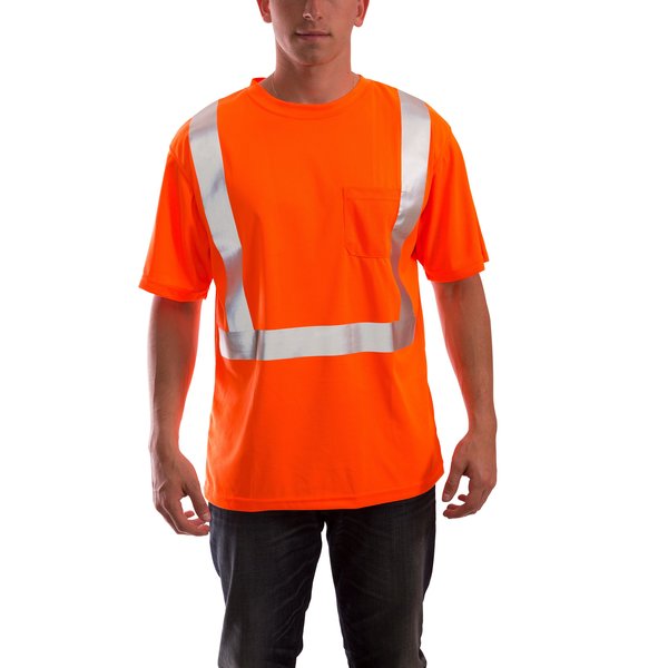 Job Sight Hi-Vis T-Shirt, Short Sleeve, Orange, M