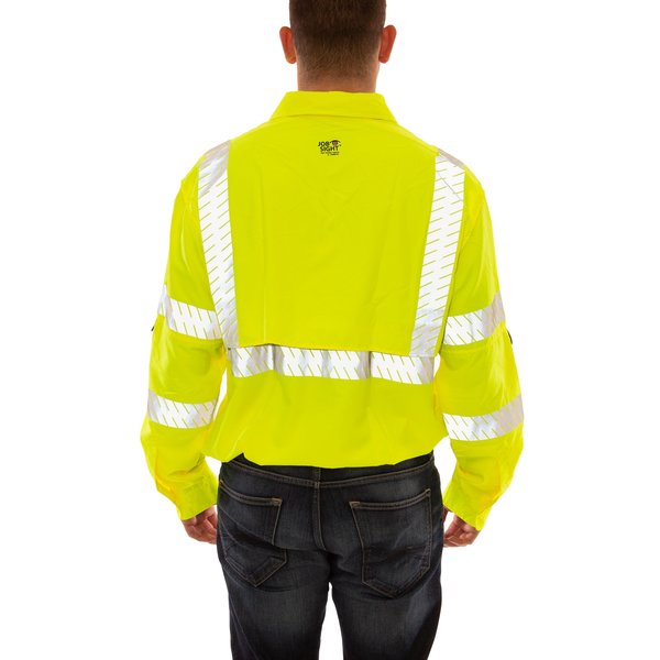 Job Sight Work Shirt, Size 2XL, Hi-Vis Green/Yellow