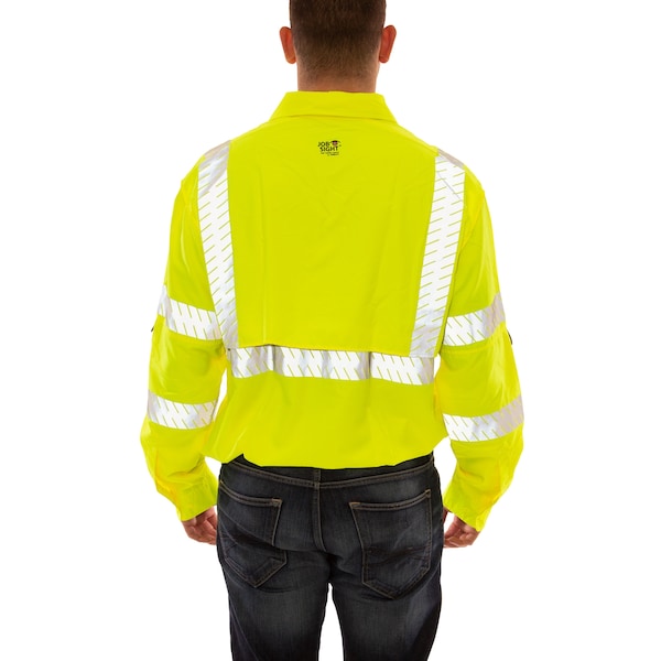 Job Sight Work Shirt, Size 3XL, Hi-Vis Green/Yellow