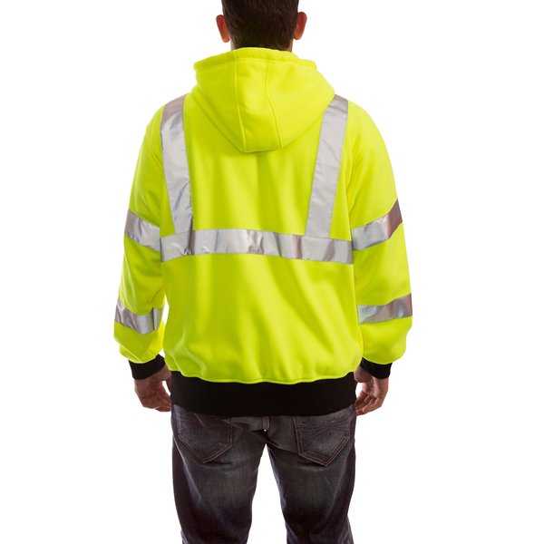 Job Sight Hi-Vis Hooded Sweatshirt, Cl. 3, Lime, M
