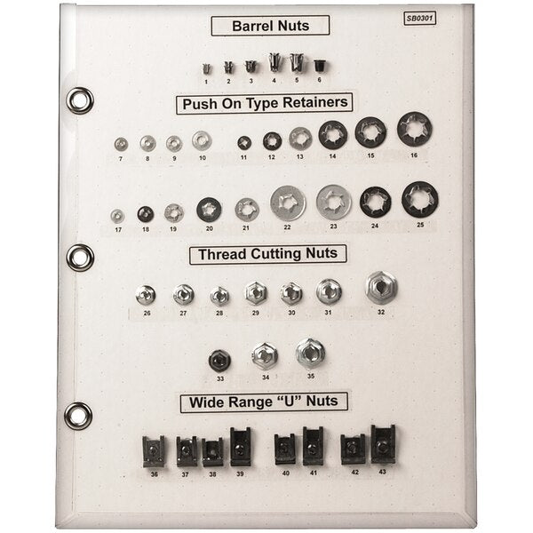 Nut/Retainer Sample Board Barrel, Thrd Cutting, U Type