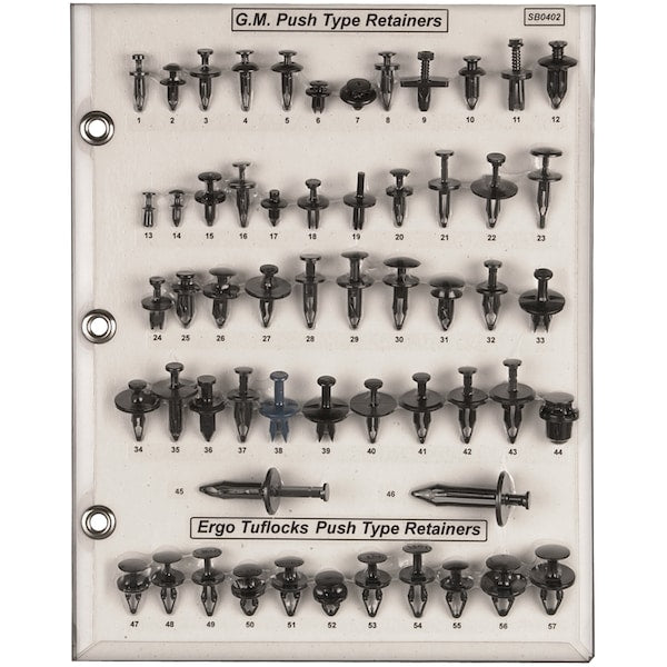 Screw/Push Ret Sample Board GM Car/Truck