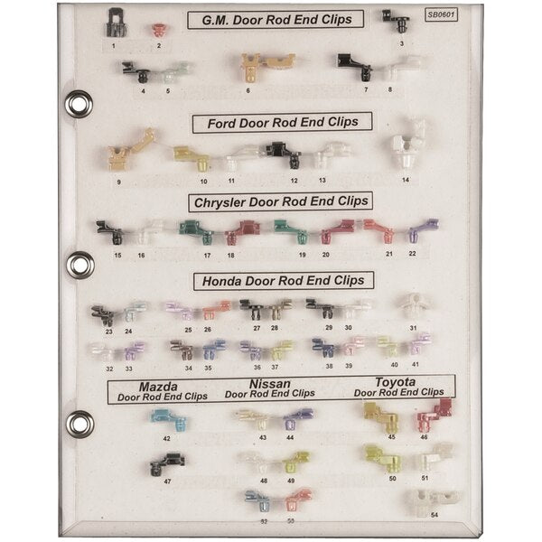 Door Rod End Clip Sample Board Domestic/Import