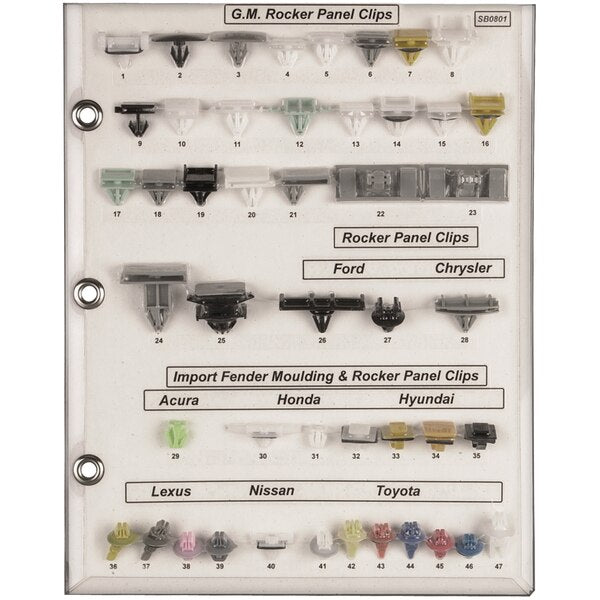 Mldg Clip Sample Board Domestic/Import Car/Truck