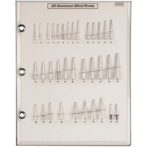 Alum Pop Rivet Sample Board All Hole/Flange Size