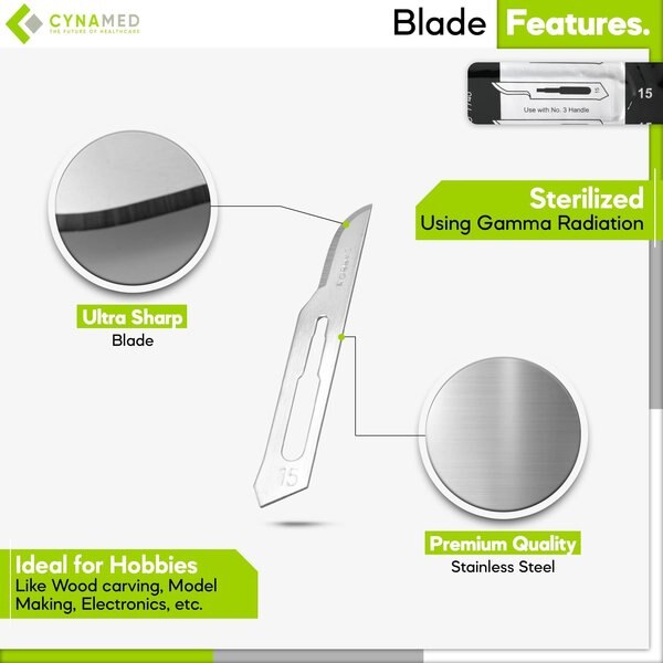 Lab Scalpel Blades, Size 15, Box of 100