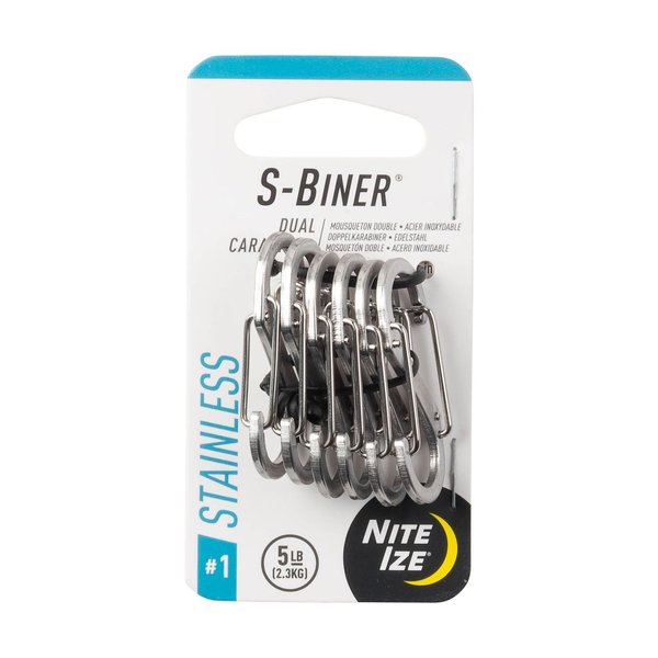 S-BINERÂ® STAINLESS STEEL DUAL CARABINER, Stainless Steel, Silver