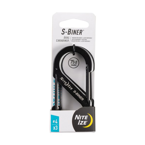 S-BINERÂ® STAINLESS STEEL DUAL CARABINER, Stainless Steel, Black