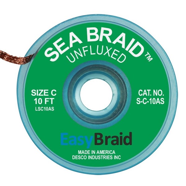 DESOLDERING BRAID, SEA BRAID, .075, PK25