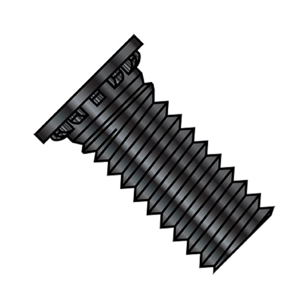 Self-Clinching Stud, 8-32 x 3/8 in, 3/8 in, Flush Head Self Clinching, Steel, Black Oxide Finish