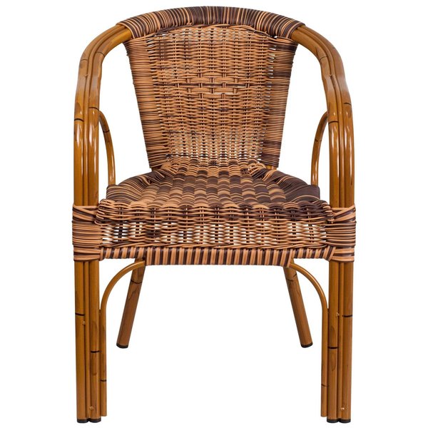 Brown Rattan Patio Chair with Dark Red Frame