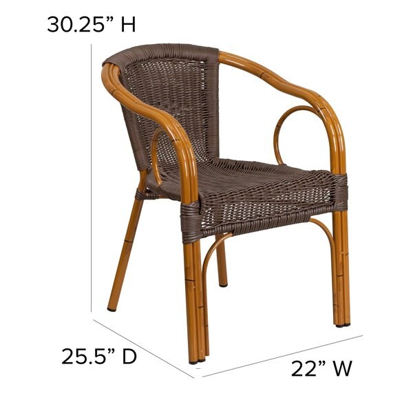 Dark Brown Rattan Patio Chair with Red Frame