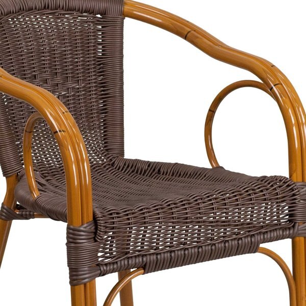 Dark Brown Rattan Patio Chair with Red Frame
