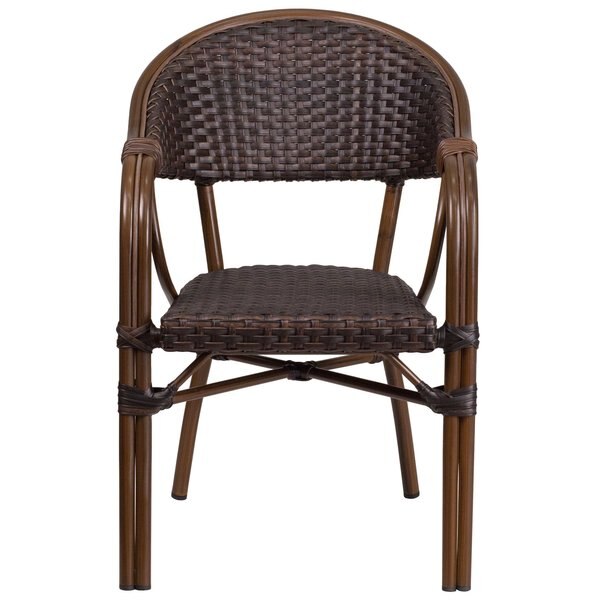 Dark Brown Rattan Patio Chair with Red Frame
