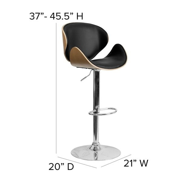 Beechwood Barstool w/Curved Back, Blk
