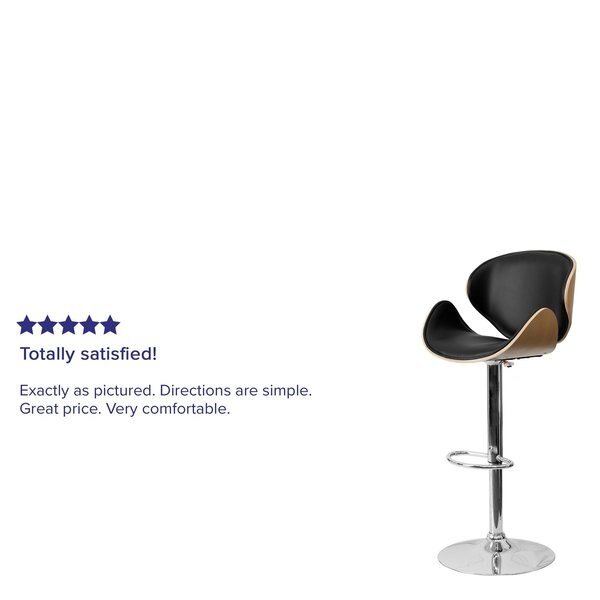Beechwood Barstool w/Curved Back, Blk