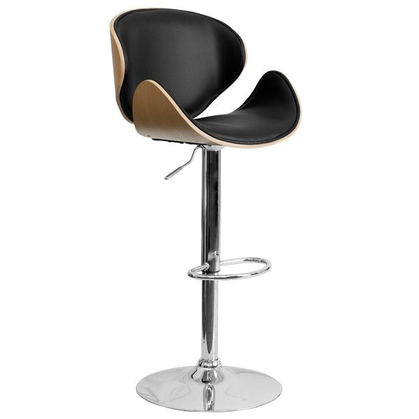 Beechwood Barstool w/Curved Back, Blk