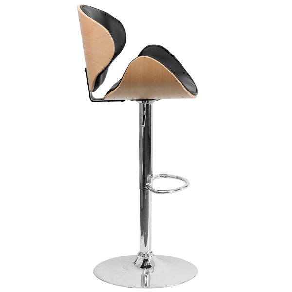 Beechwood Barstool w/Curved Back, Blk