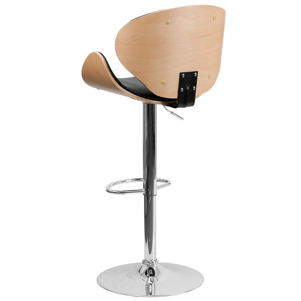 Beechwood Barstool w/Curved Back, Blk