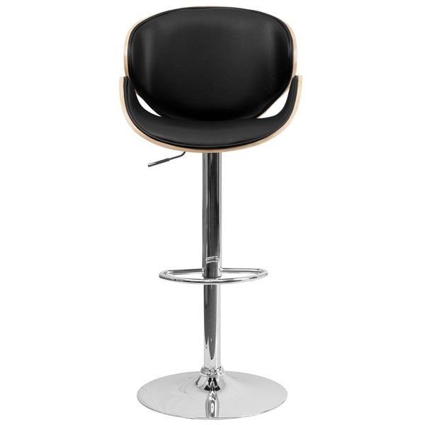 Beechwood Barstool w/Curved Back, Blk