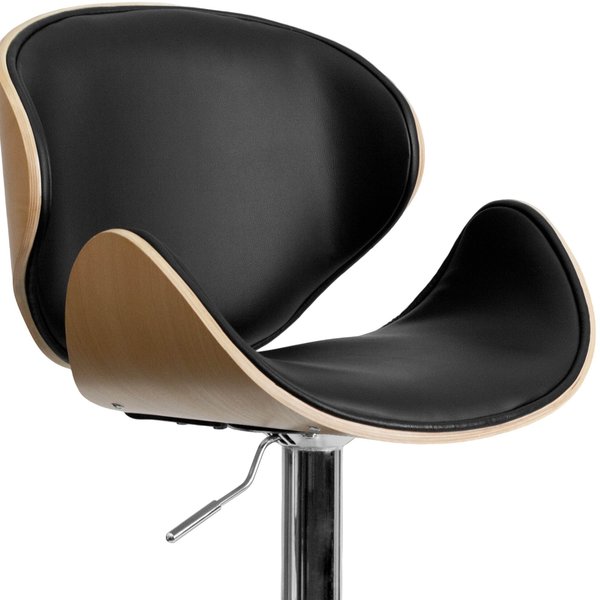 Beechwood Barstool w/Curved Back, Blk