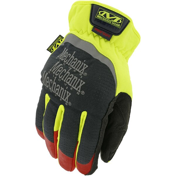 Hi-Vis Cut Resistant Gloves, A4 Cut Level, Uncoated, XL, 1 PR