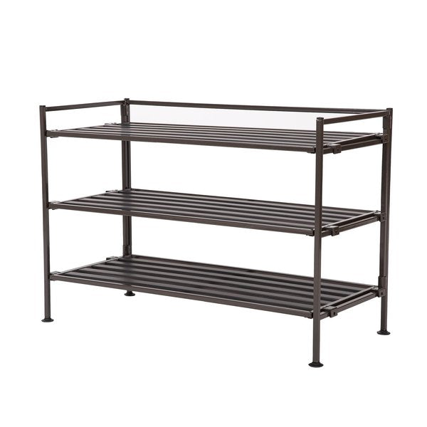 Shoe Rack, Resin Slatted, 3 Tier, Espresso