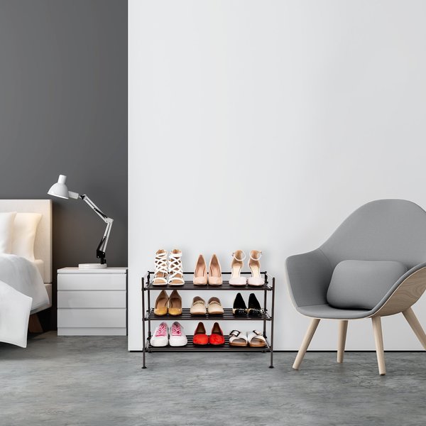 Shoe Rack, Resin Slatted, 3 Tier, Espresso