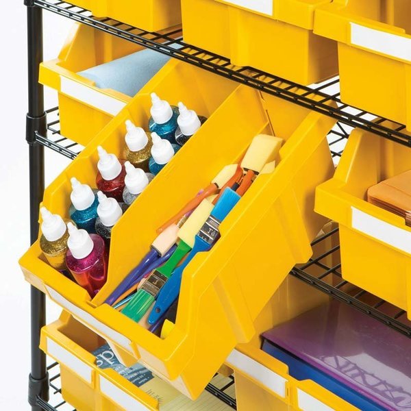 Steel Bin Rack 24, 7 Tier, 8 Shelves, Black, 36 in W x 63.5 in H x 14.25 in D, Black / Yellow