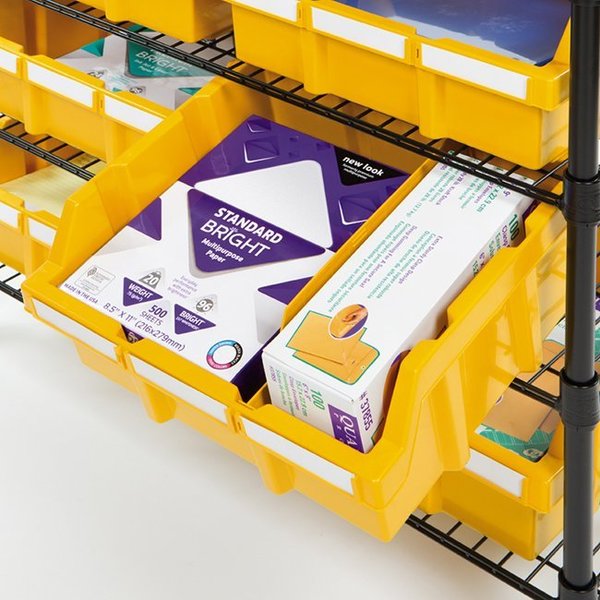 Steel Bin Rack 24, 7 Tier, 8 Shelves, Black, 36 in W x 63.5 in H x 14.25 in D, Black / Yellow